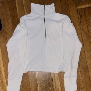 Abercrombie White Half-Zip Ribbed Sweater